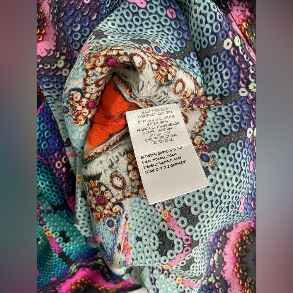 Camilla Drop Shoulder Playsuit Lucky Charms Crystal embellished romper silk - Picture 9 of 14